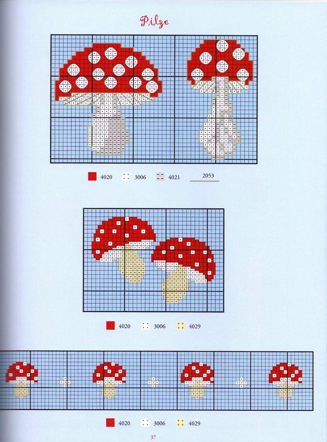 Схемы Мухоморчики для вышивки крестиком